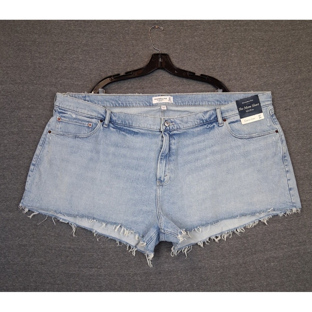 NEW Abercrombie Fitch Womens Short Plus 37 The Mom Mid Rise Curve Love Cut Off